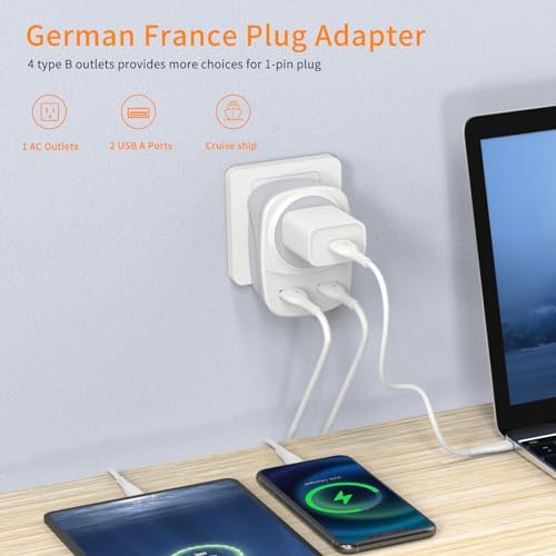 2 Pack Travel Plug Adapter With 2 Usb Charging Ports And 1 Socket Power Adapter