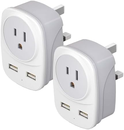 2 Pack Travel Plug Adapter With 2 Usb Charging Ports And 1 Socket Power Adapter