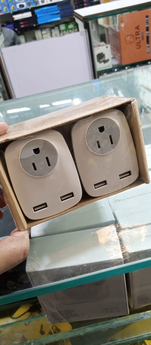 2 Pack Travel Plug Adapter With 2 Usb Charging Ports And 1 Socket Power Adapter